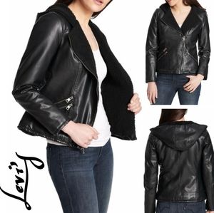 Levi's Faux Leather Hooded Midweight Motocycle